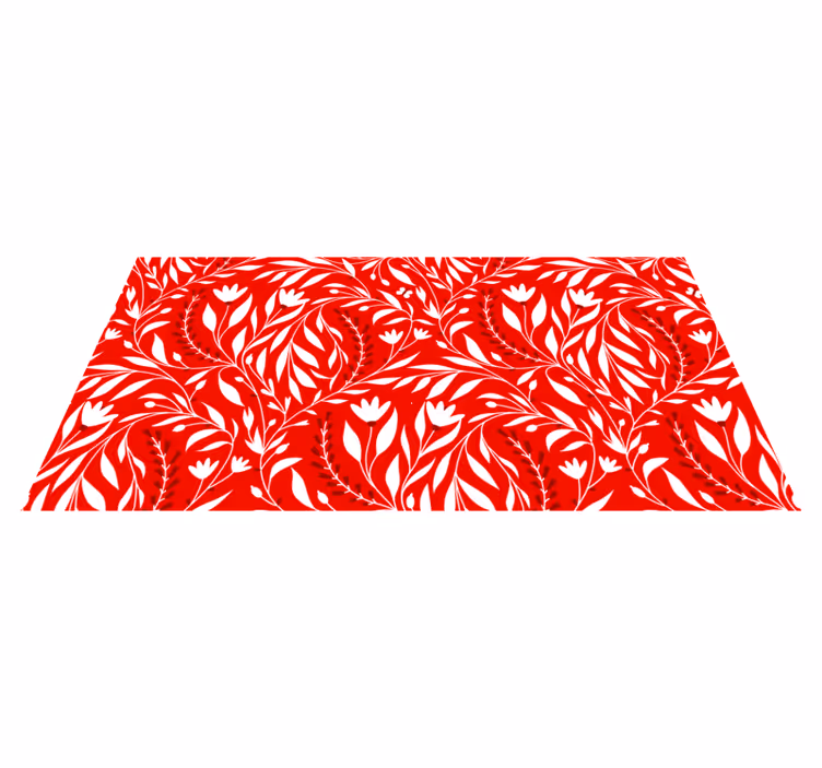 Alfombra vinílica roja diseño de hojas florales - TenVinilo
