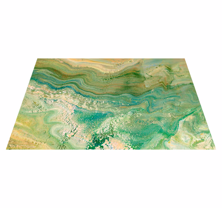 Alfombra vinílica imitación mármol colores verde y beige - TenVinilo