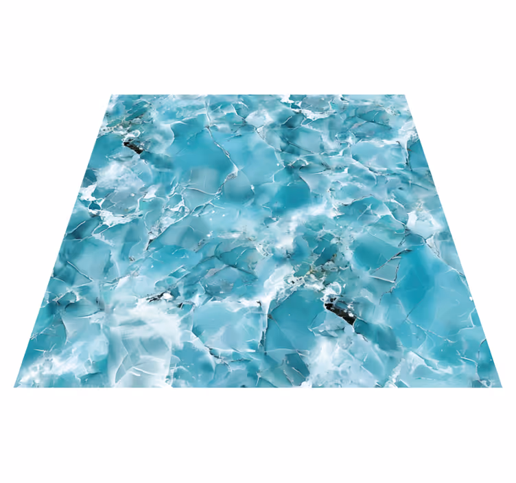 Alfombra vinílica imitación mármol azul turquesa - TenVinilo