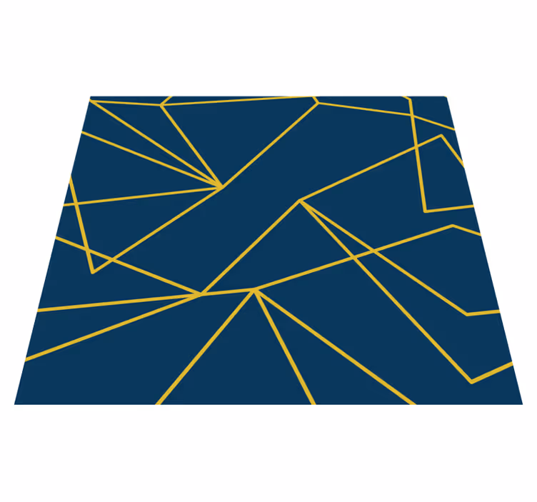 Alfombra vinílica azul líneas geométricas doradas - TenVinilo
