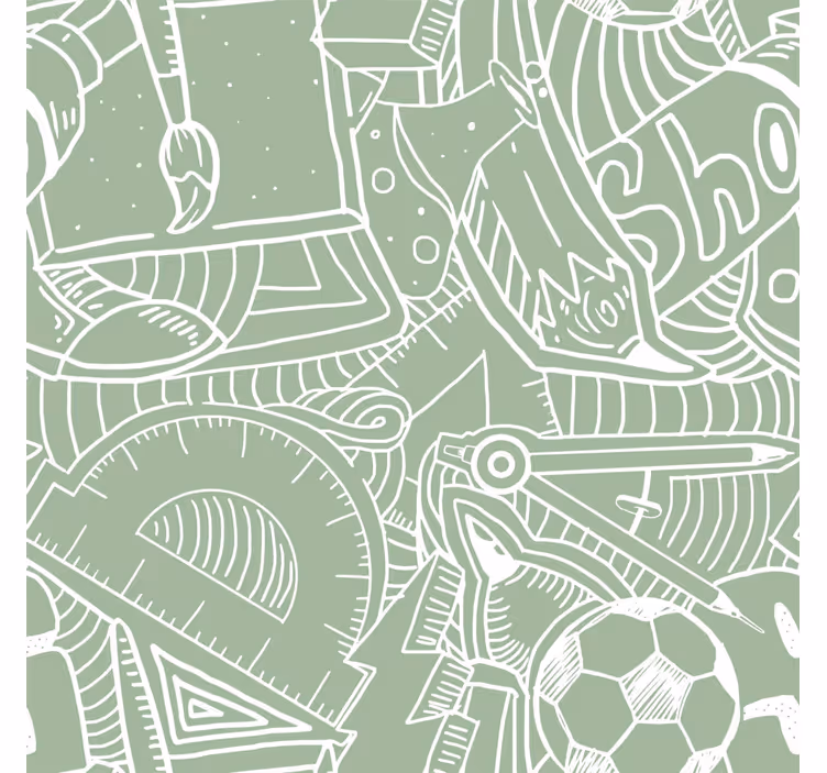 Papel tapiz juvenil tiza escolar verde - TenVinilo