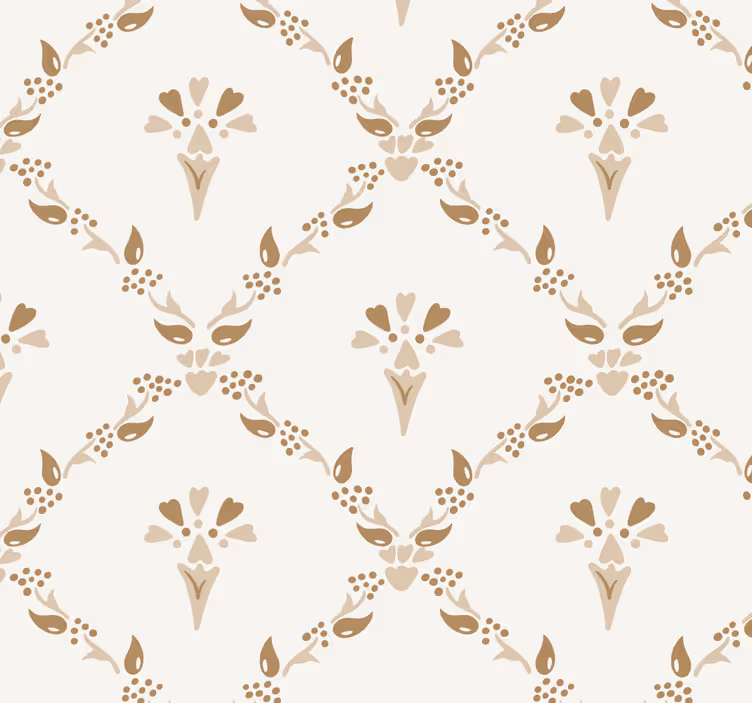 Papel tapiz beige patrón floral hexagonal - TenVinilo