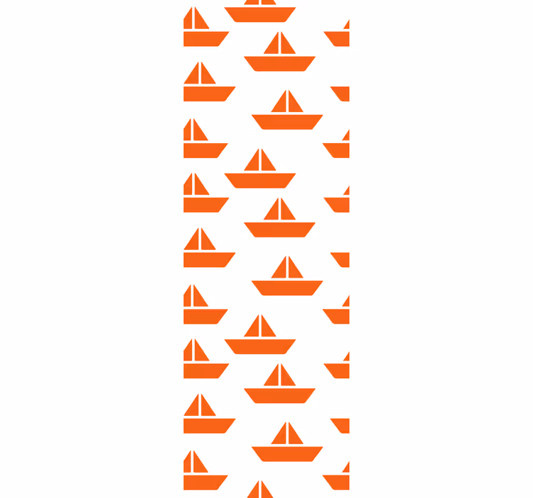 Papel tapiz infantil motivo de velero naranja - TenVinilo