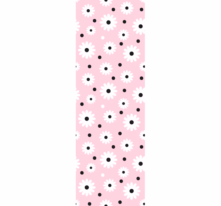 Papel tapiz flores margaritas rosas y blancas - TenVinilo