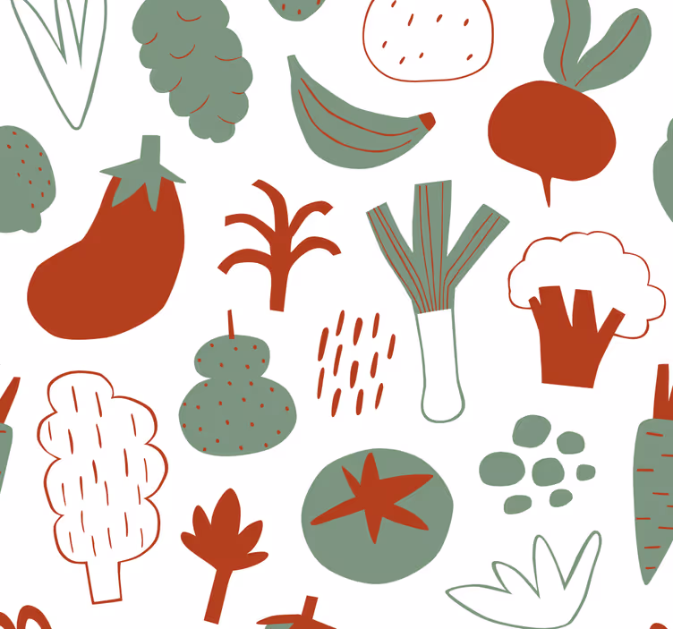 Papel tapiz cocina verduras de colores - TenVinilo
