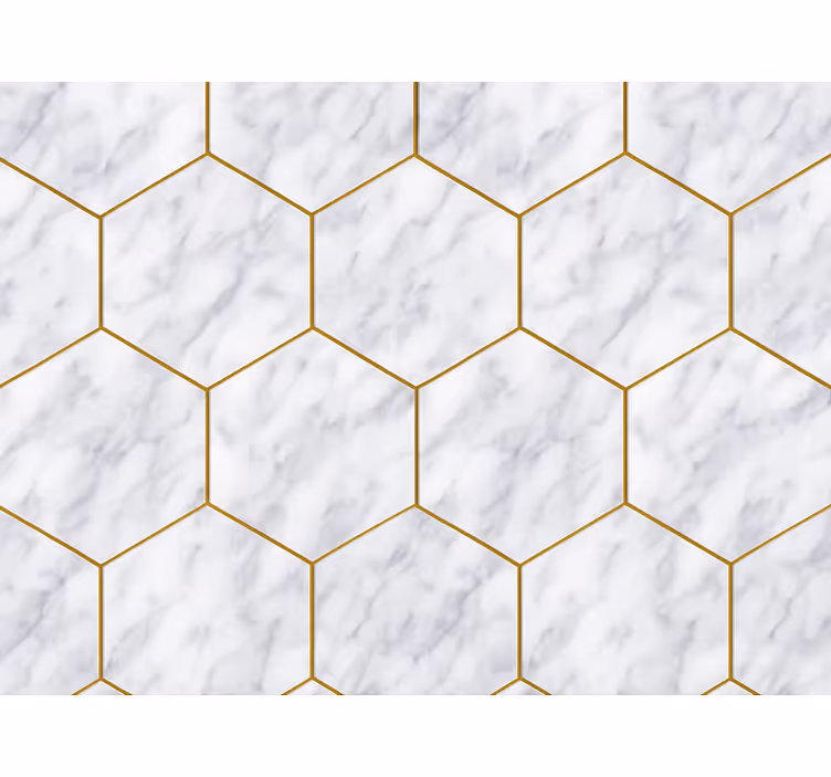 Papel tapiz para sala baldosas de mármol hexagonales - TenVinilo