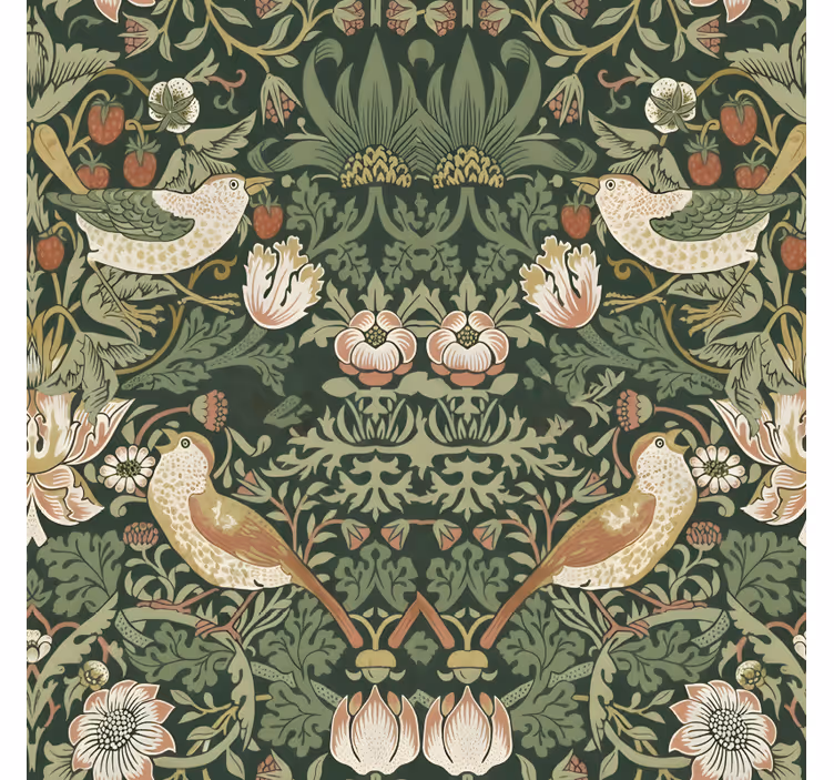 Papel tapiz pájaros estilo morris - TenVinilo