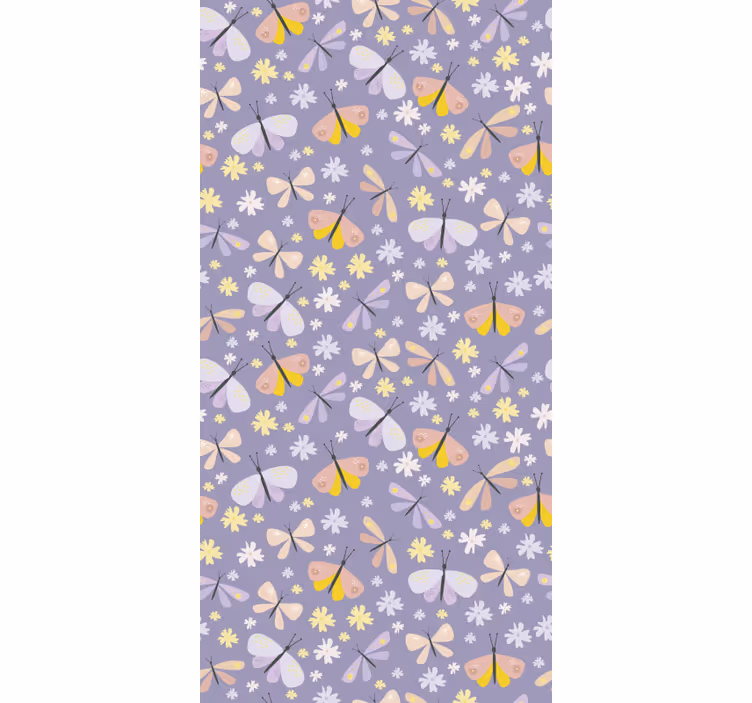 Papel tapiz mariposas flores moradas elegantes - TenVinilo
