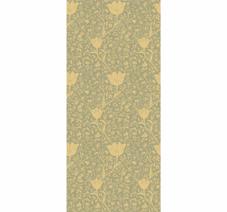 Papel tapiz naturaleza patrón floral sutil oro y verde - TenVinilo
