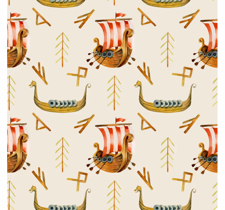 Papel tapiz naturaleza barcos vikingos - TenVinilo