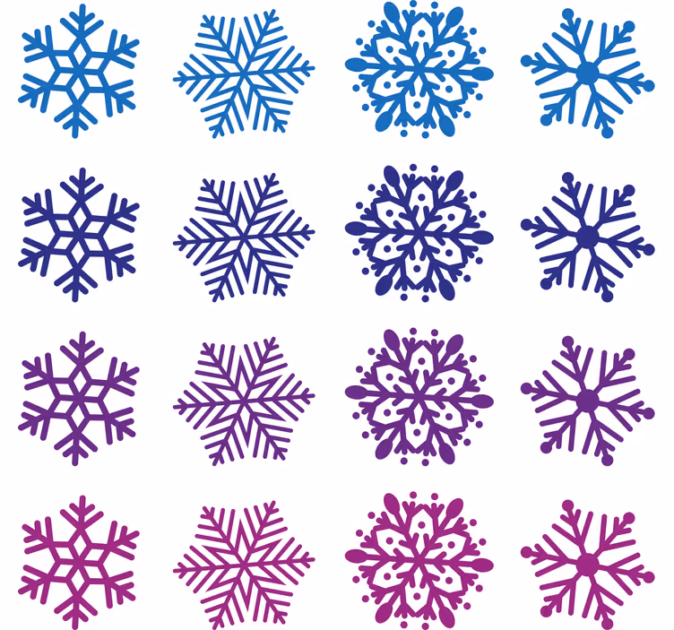 Papel tapiz navidad copos de nieve morados y azules - TenVinilo