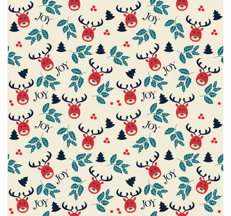 Papel tapiz navidad alegría y renos - TenVinilo