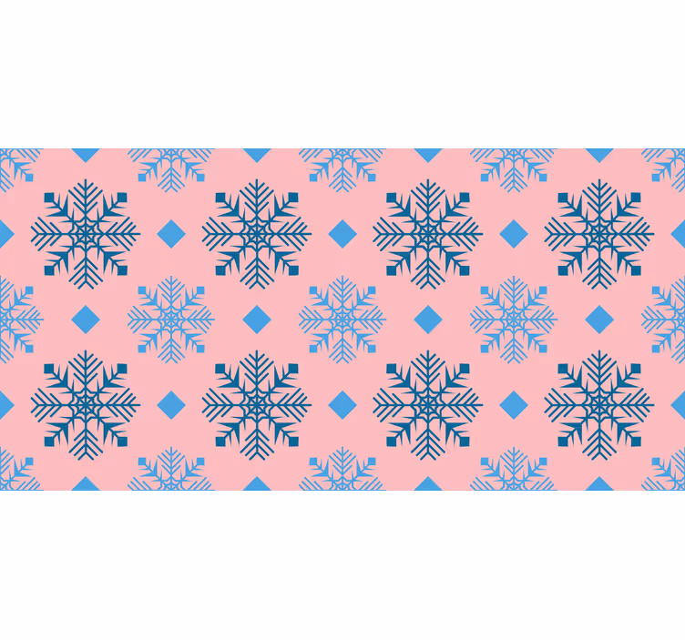 Papel tapiz navidad copos de nieve rosa y azul - TenVinilo