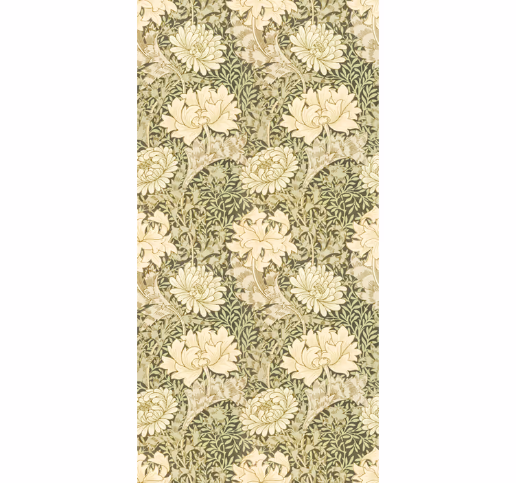Papel tapiz ornamental estilo moderno crisantemo - TenVinilo