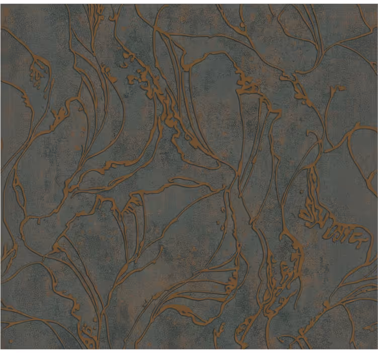 Papel tapiz para sala floral de cobre rústico - TenVinilo