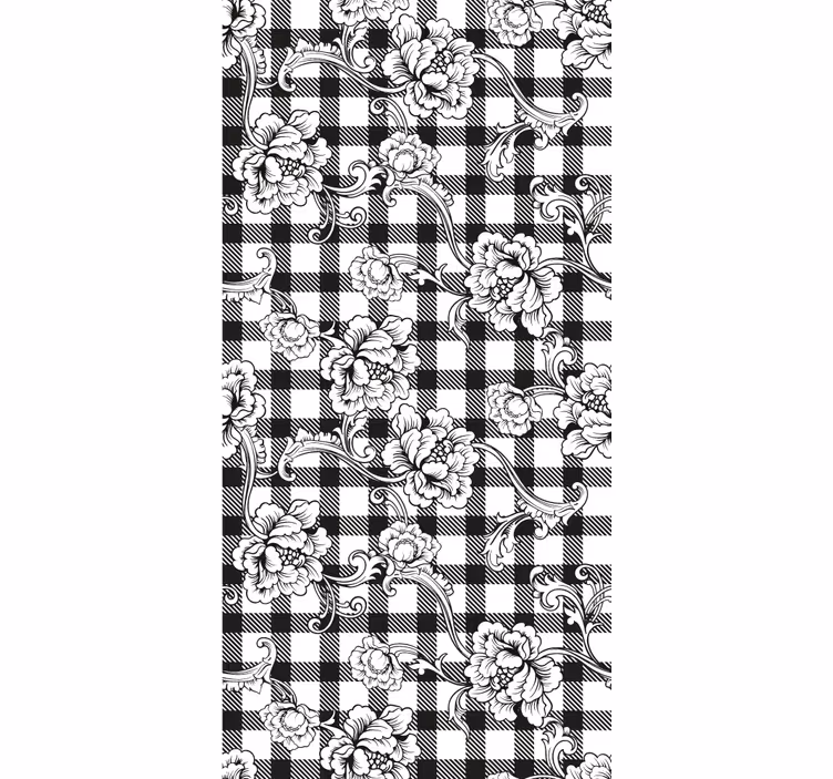 Papel tapiz para recámara floral sobre cuadros - TenVinilo