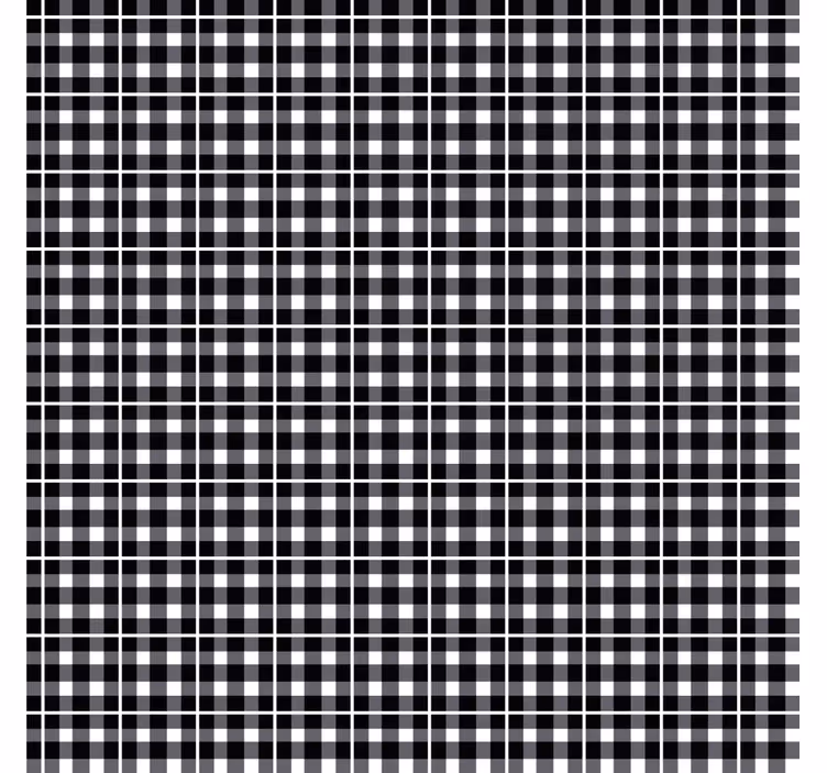 Papel tapiz ornamental patrón de cuadros en blanco y negro - TenVinilo