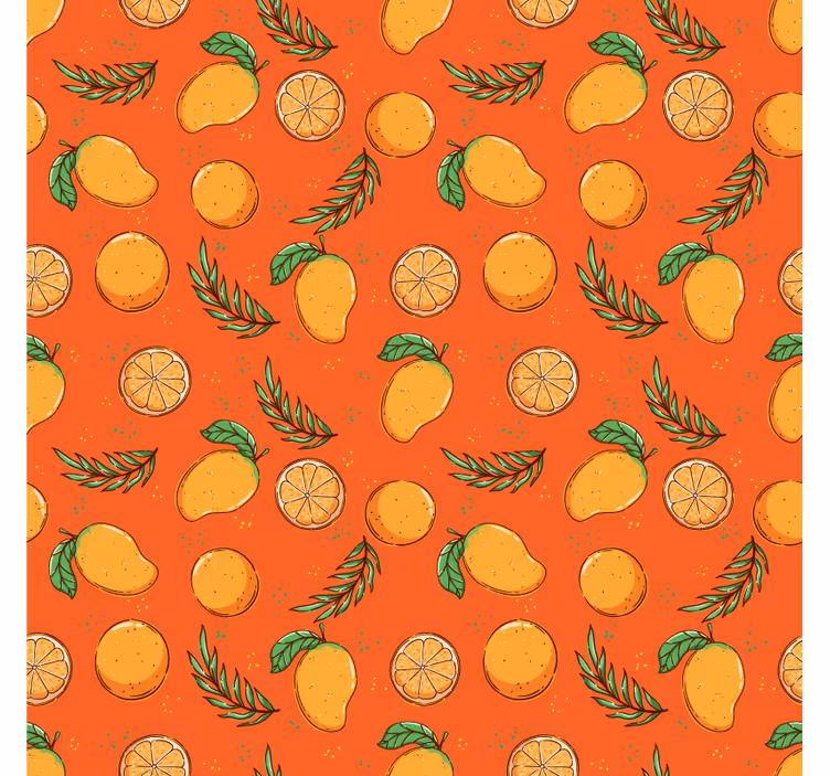 Papel tapiz ornamental con diseño de cítricos - TenVinilo