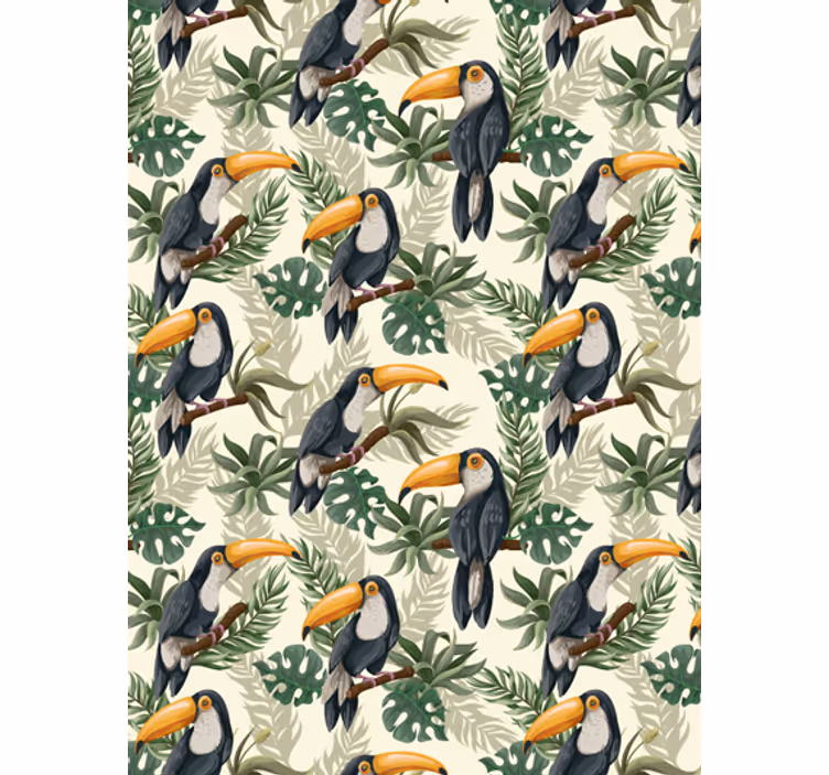 Papel tapiz selva tucanes de la jungla - TenVinilo