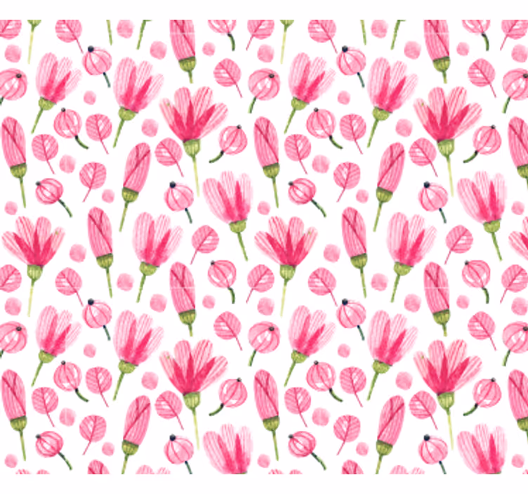 Papel tapiz para sala patrón de flores rosas - TenVinilo