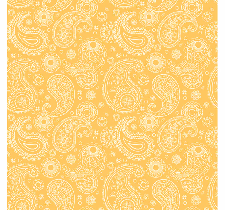 Papel tapiz para sala en paisley amarillo árabe - TenVinilo