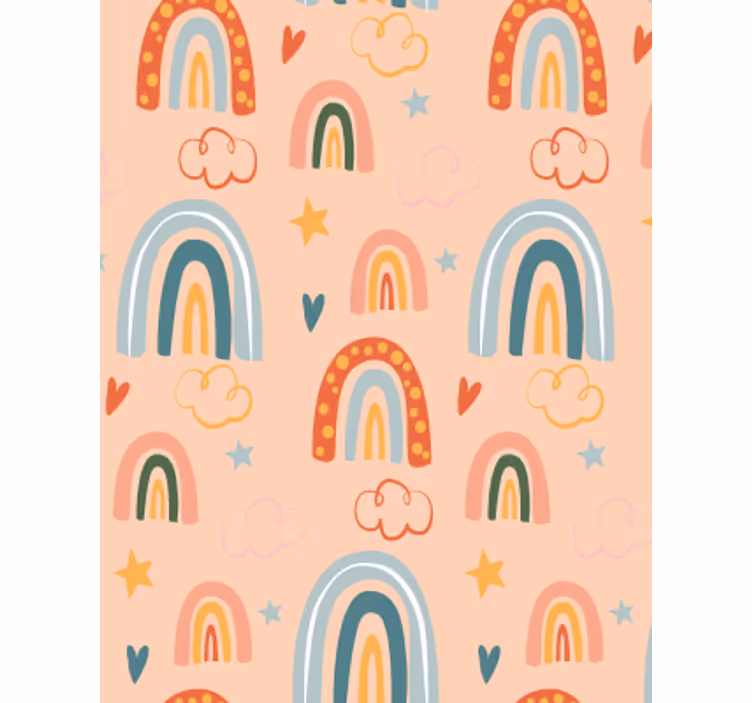 Papel tapiz infantil pastel simple arcoíris - TenVinilo