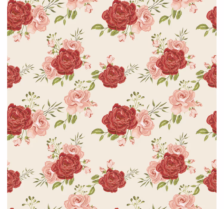Papel tapiz flores rosas elegantes - TenVinilo
