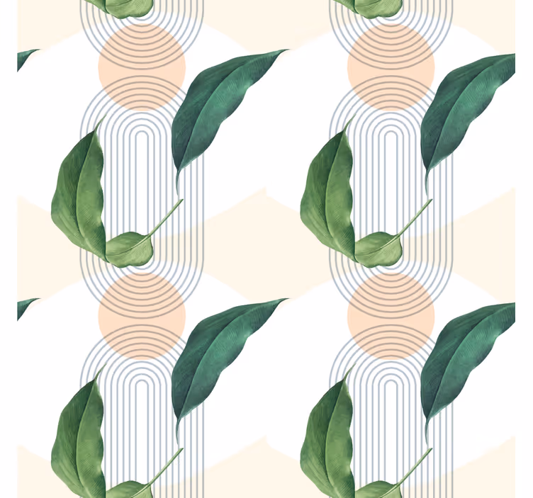 Papel tapiz para recámara patrón geométrico vegetal - TenVinilo