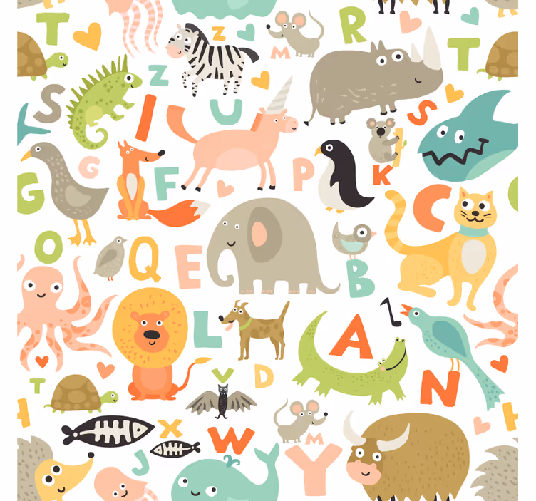 Papel tapiz animales letras del alfabeto - TenVinilo