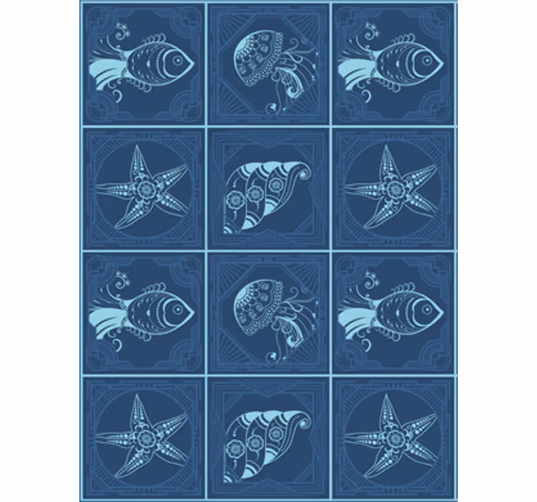 Papel tapiz animales vida marina ornamental - TenVinilo