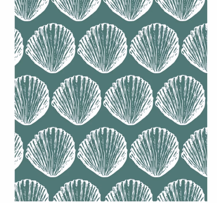 Papel tapiz animales patrón retro de conchas - TenVinilo
