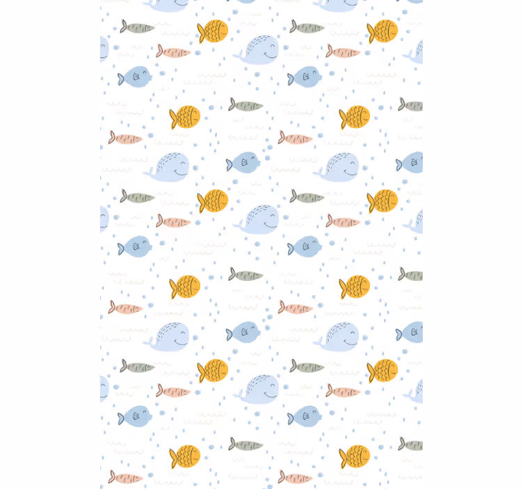 Papel tapiz animales peces de dibujos animados multicolores - TenVinilo