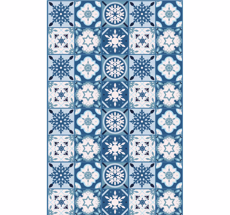 Papel tapiz navidad azulejos copos de nieve - TenVinilo
