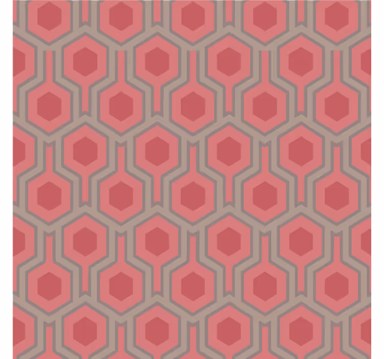Papel tapiz oficina hexágonos rosas de los 70 - TenVinilo