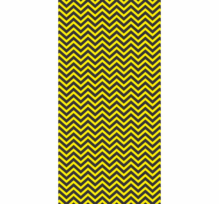 Papel tapiz pasillo diseño zigzag negro y amarillo - TenVinilo