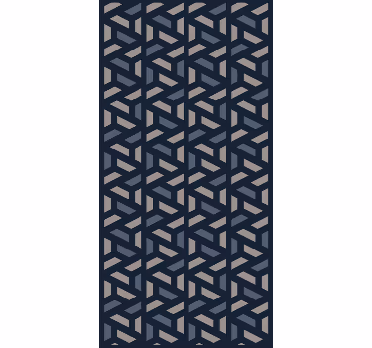 Papel tapiz pasillo patrón triángulos azules y grises - TenVinilo