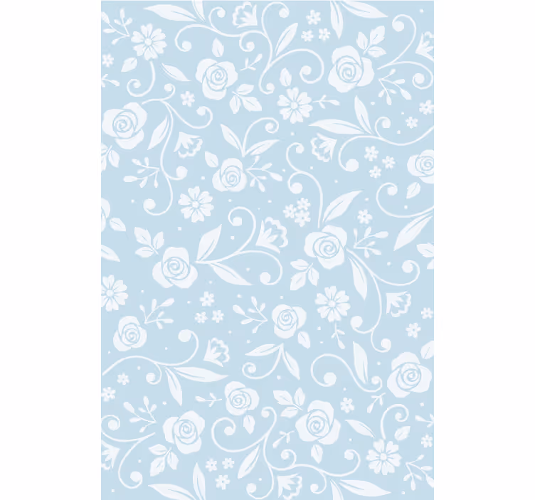 Papel tapiz naturaleza adorno de flores azules - TenVinilo