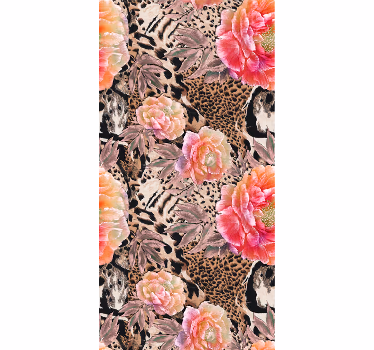 Papel tapiz naturaleza piel de leopardo floral - TenVinilo