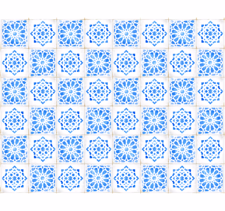 Papel tapiz azulejos patrones azules intrincados - TenVinilo