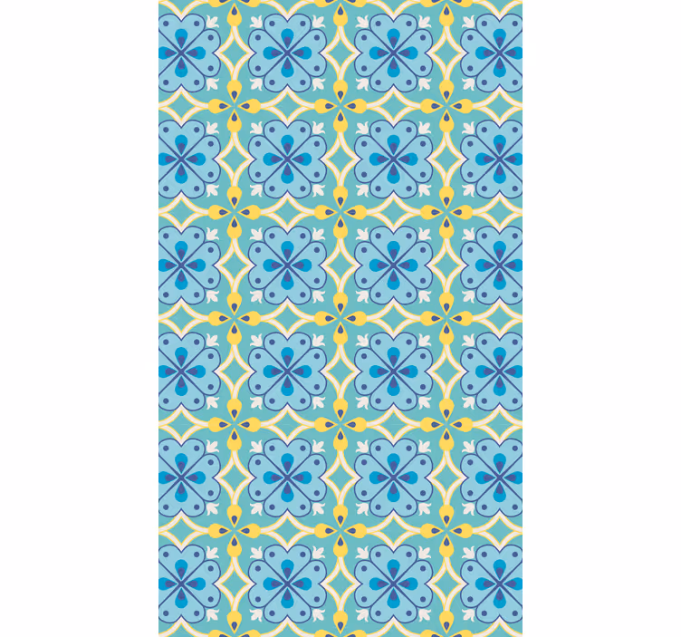 Papel tapiz azulejos elementos florecientes - TenVinilo