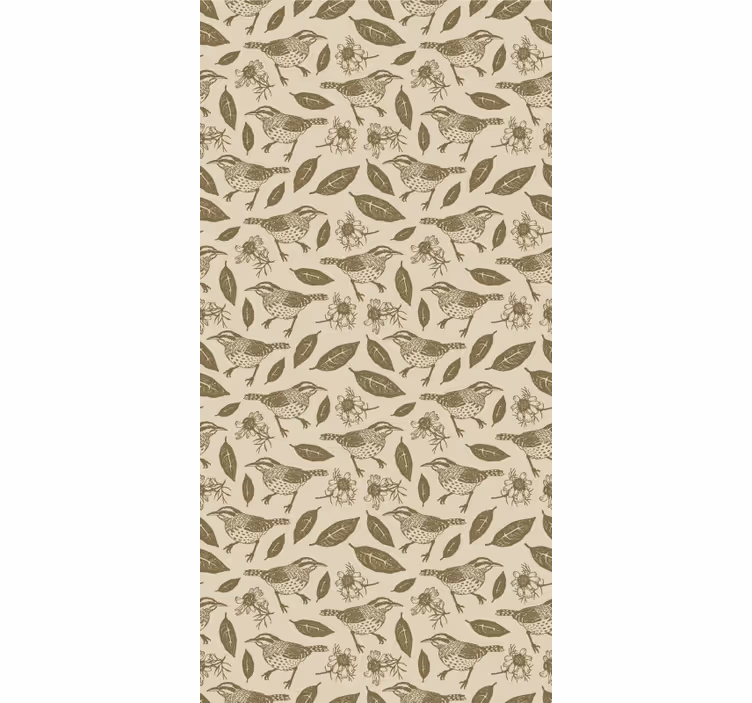 Papel tapiz infantil pájaros en la naturaleza y plantas - TenVinilo