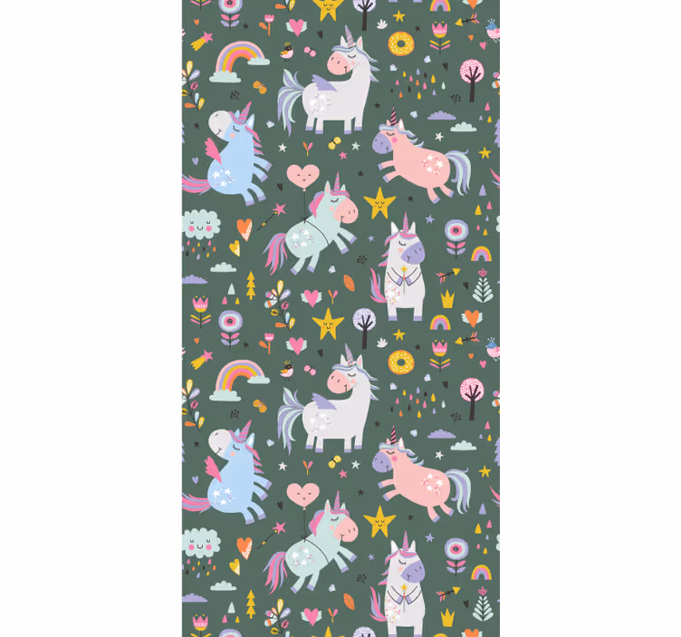 Papel tapiz infantil patrones de unicornio fantásticos - TenVinilo