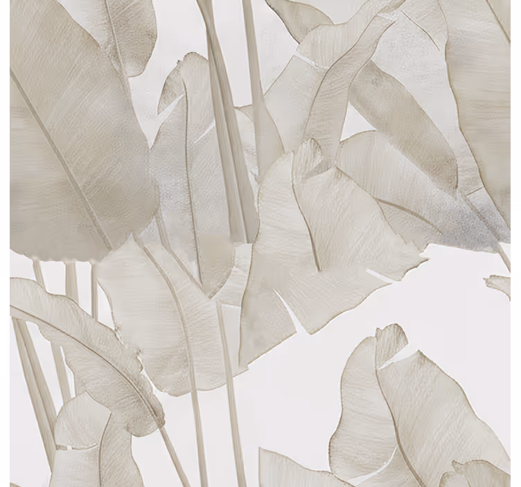 Papel tapiz para sala hoja de plátano beige - TenVinilo