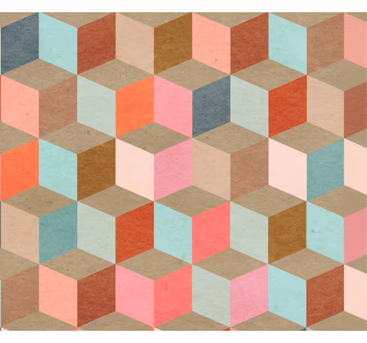Papel tapiz para sala patrón geométrico kraft pastel - TenVinilo
