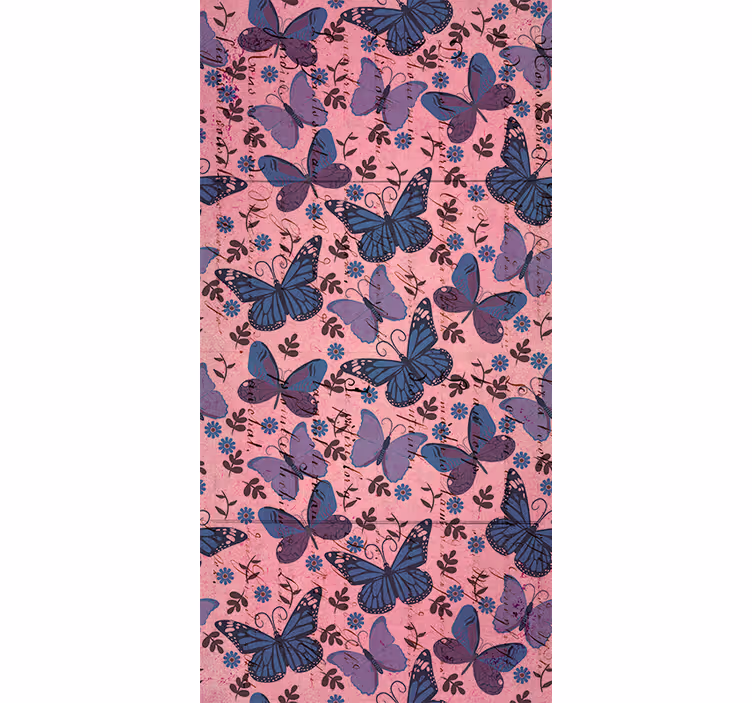 Papel tapiz mariposas tonos morados con frases - TenVinilo