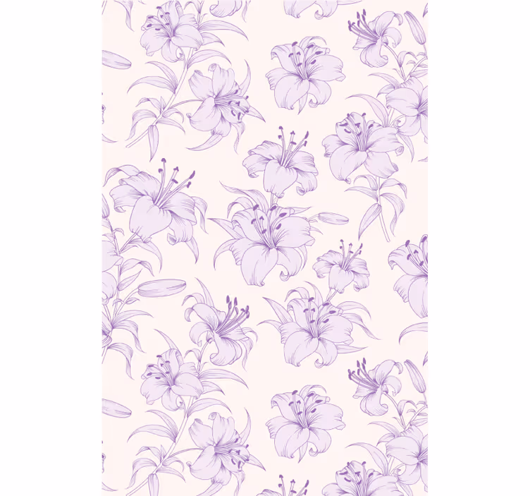 Papel tapiz pasillo diseño floral lirios en flor - TenVinilo