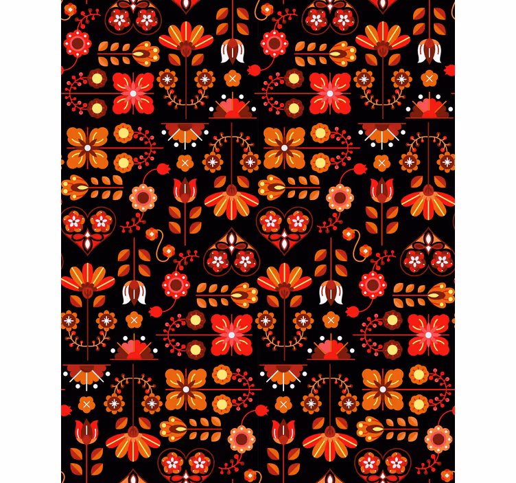 Papel tapiz pasillo arte popular naranja - TenVinilo