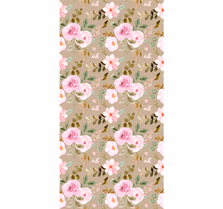 Papel tapiz pasillo patrones florales rosas - TenVinilo