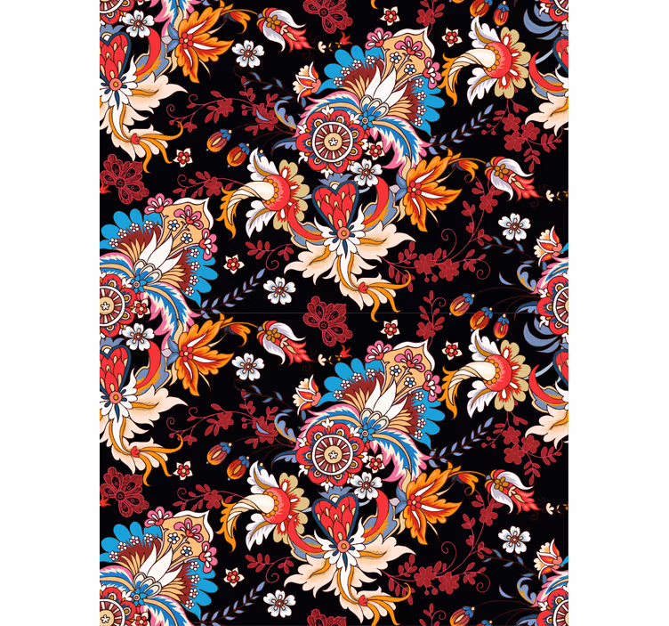 Papel tapiz pasillo diseño floral vibrante - TenVinilo