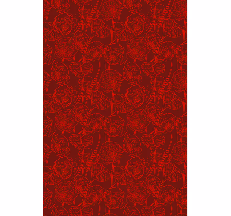 Papel tapiz pasillo con patrón rojo intrincado - TenVinilo